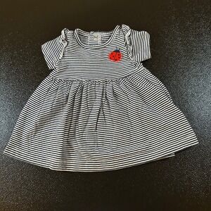 Carter's Striped Baby Dress Ladybug Applique Ruffle Sleeves‎ Blue White 3 Months
